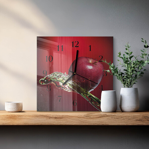 Wanduhr aus glas Apfel