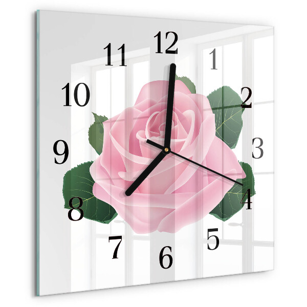 Wanduhr aus glas Rose