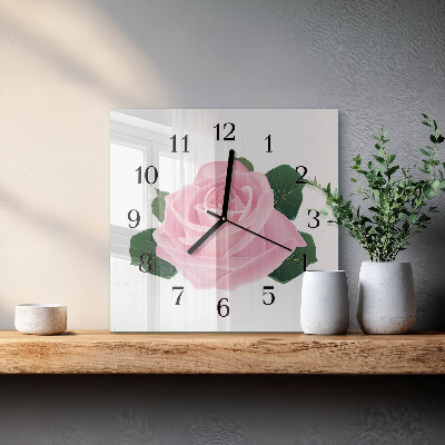 Wanduhr aus glas Rose