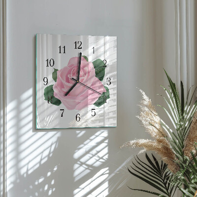 Wanduhr aus glas Rose