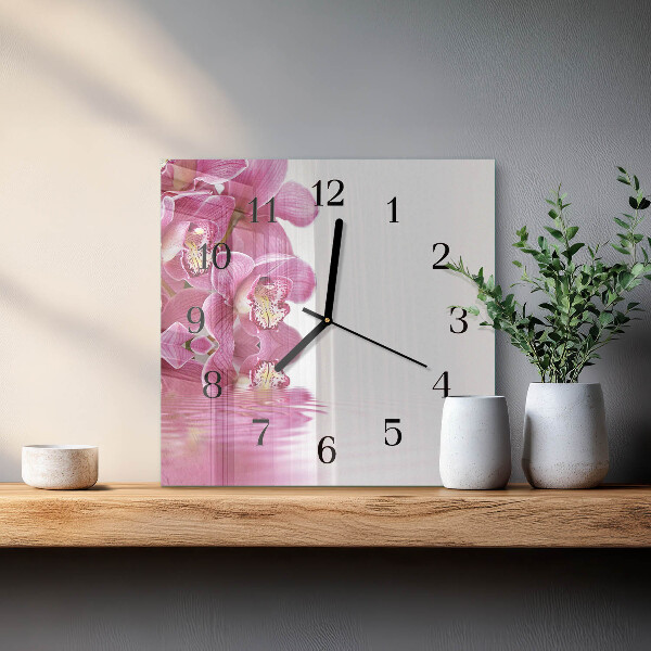 Wanduhr aus glas Orchidee
