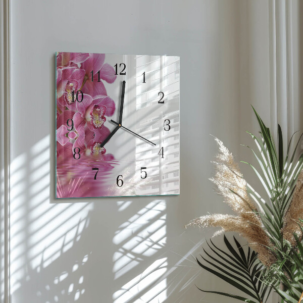 Wanduhr aus glas Orchidee