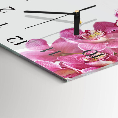 Wanduhr aus glas Orchidee