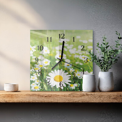 Wanduhr aus glas Gänseblümchen