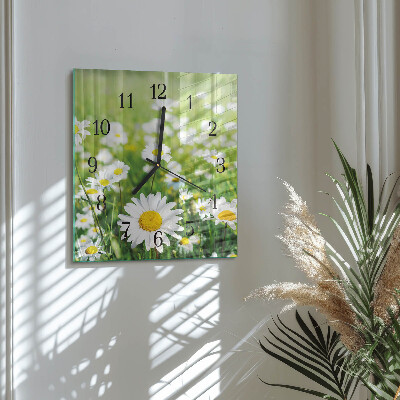 Wanduhr aus glas Gänseblümchen