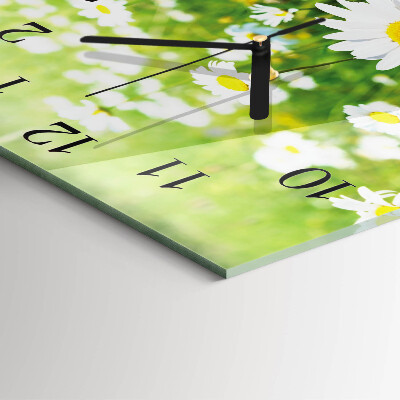 Wanduhr aus glas Gänseblümchen