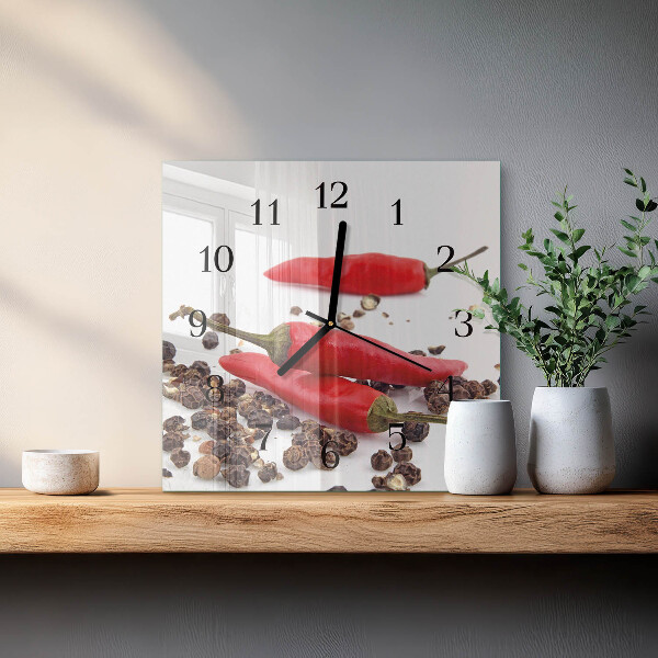 Wanduhr aus glas Chilischoten