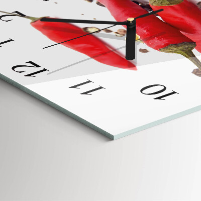 Wanduhr aus glas Chilischoten