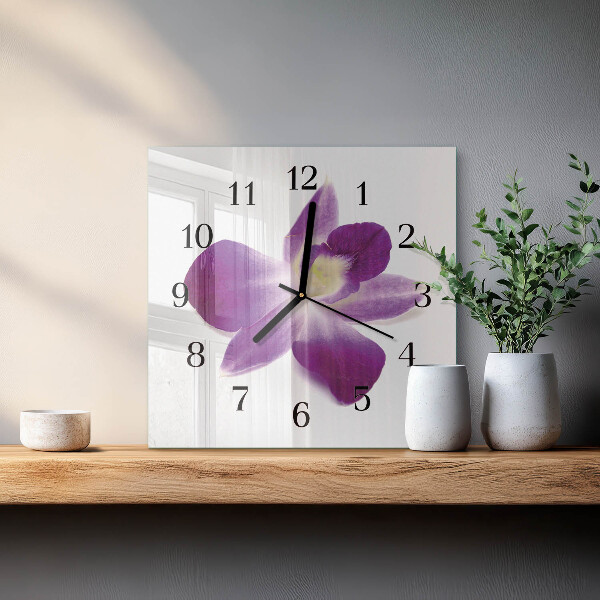 Wanduhr aus glas Orchideenblüte