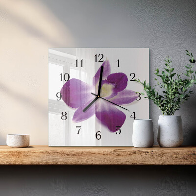 Wanduhr aus glas Orchideenblüte