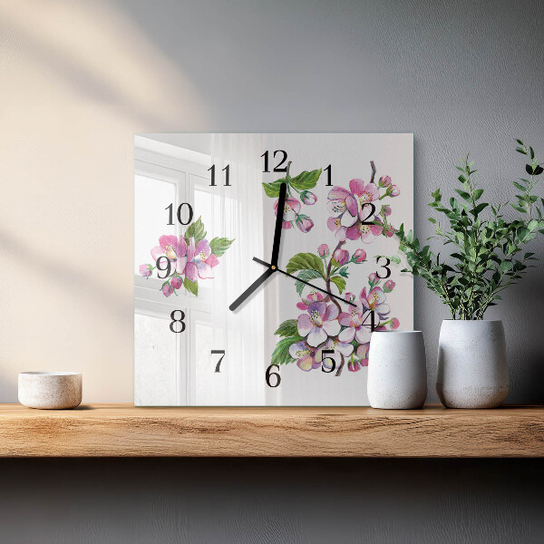 Wanduhr aus glas Blumen