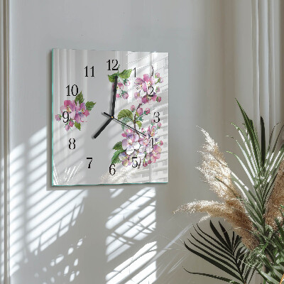 Wanduhr aus glas Blumen