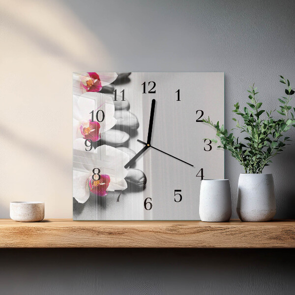 Wanduhr aus glas Orchideensteine