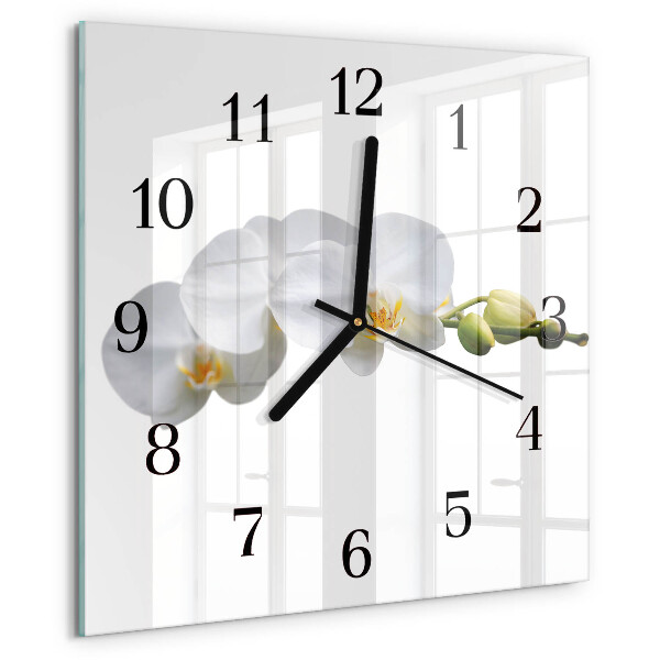 Wanduhr aus glas Orchidee