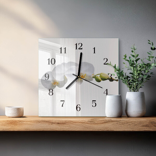 Wanduhr aus glas Orchidee