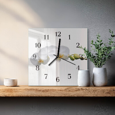Wanduhr aus glas Orchidee