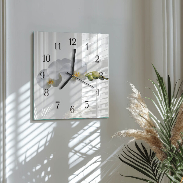 Wanduhr aus glas Orchidee