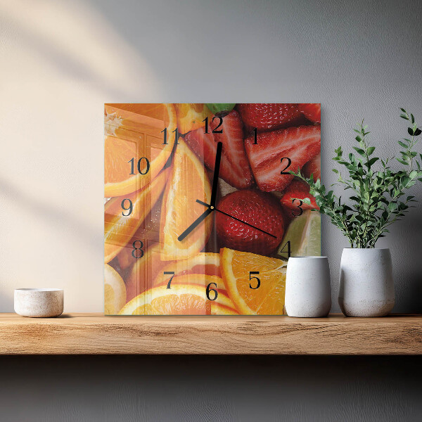 Wanduhr aus glas Obst