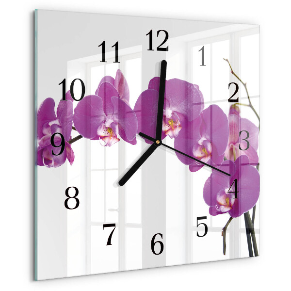 Wanduhr aus glas Orchidee