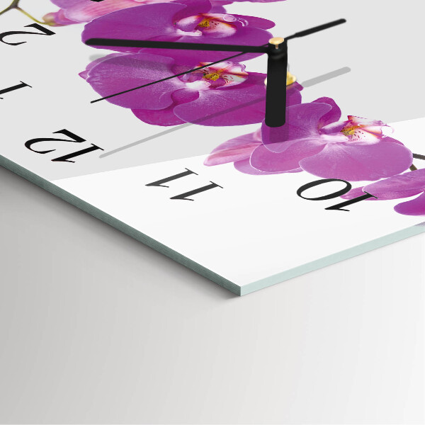 Wanduhr aus glas Orchidee
