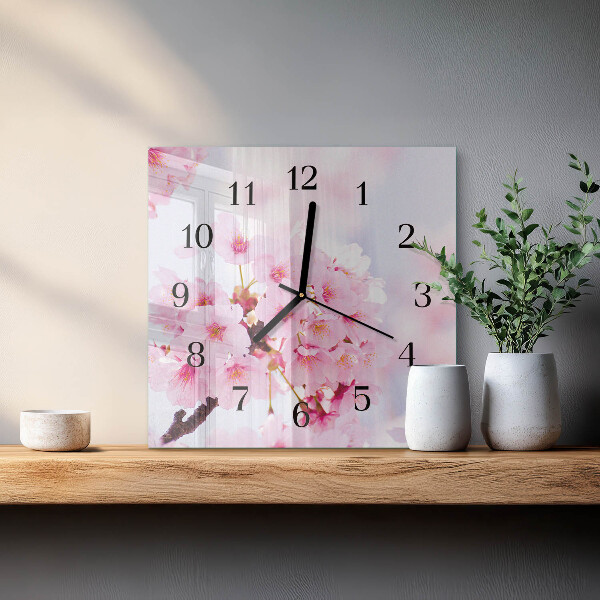Wanduhr aus glas Blumen