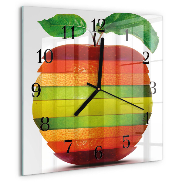 Wanduhr aus glas Apfel