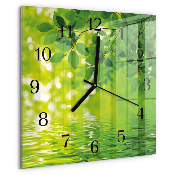 Wanduhr aus glas Blätter