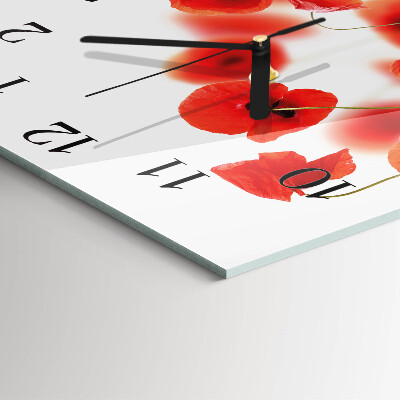 Wanduhr aus glas Mohnblumen