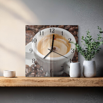 Wanduhr aus glas Tasse Kaffee