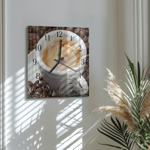 Wanduhr aus glas Tasse Kaffee