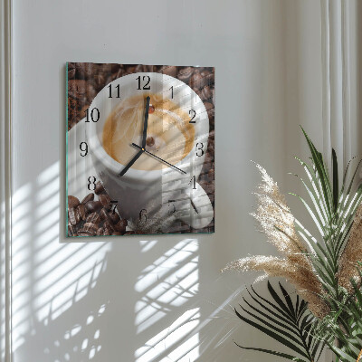 Wanduhr aus glas Tasse Kaffee