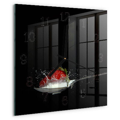 Wanduhr aus glas Erdbeere