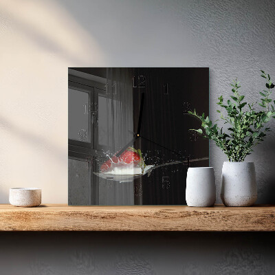 Wanduhr aus glas Erdbeere