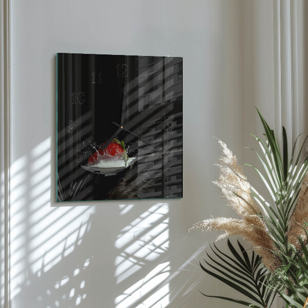 Wanduhr aus glas Erdbeere