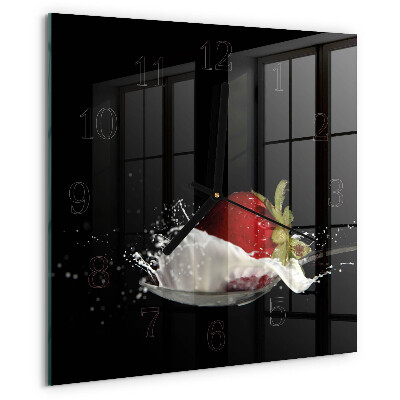 Wanduhr aus glas Erdbeere