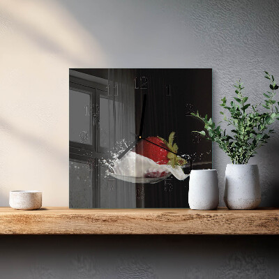 Wanduhr aus glas Erdbeere