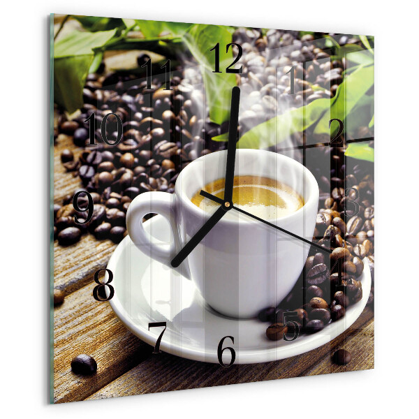 Wanduhr aus glas Tasse Kaffee