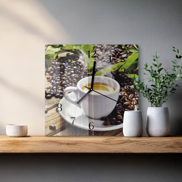 Wanduhr aus glas Tasse Kaffee