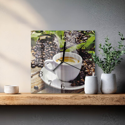 Wanduhr aus glas Tasse Kaffee