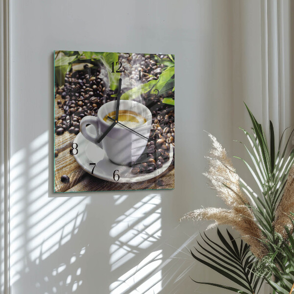 Wanduhr aus glas Tasse Kaffee
