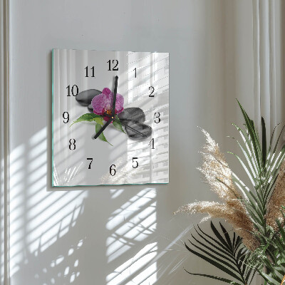 Wanduhr aus glas Orchidee