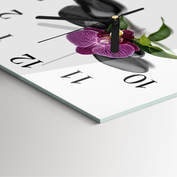 Wanduhr aus glas Orchidee