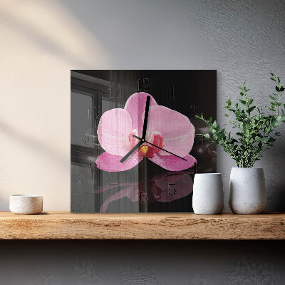 Wanduhr aus glas Orchidee