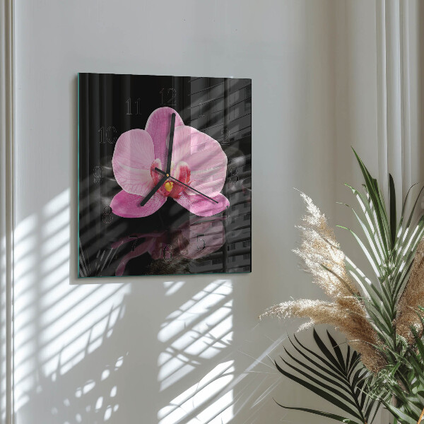 Wanduhr aus glas Orchidee