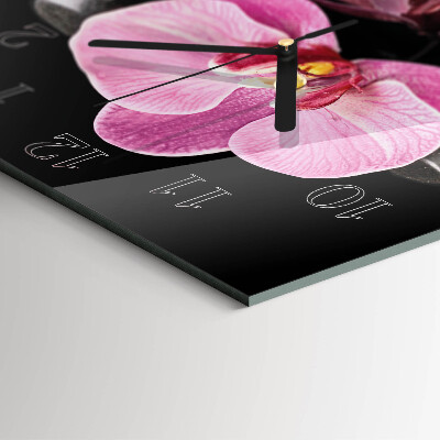 Wanduhr aus glas Orchidee