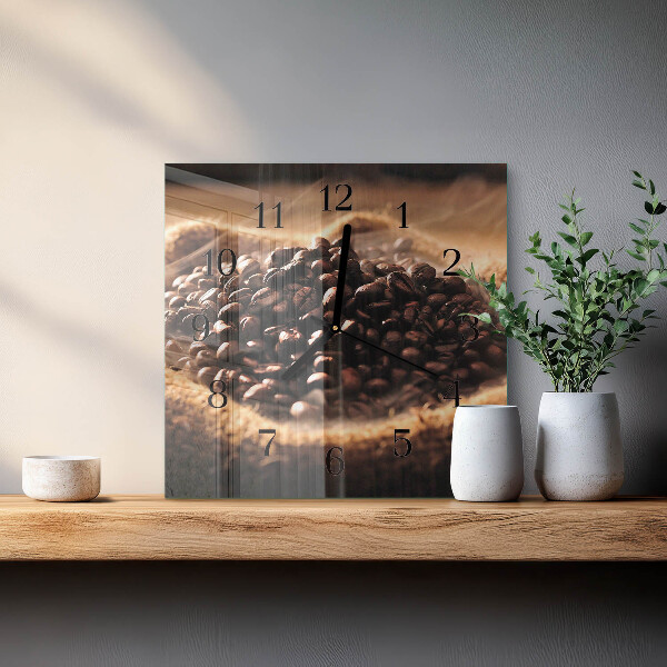 Wanduhr aus glas Kaffeebohnen
