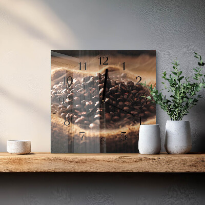Wanduhr aus glas Kaffeebohnen