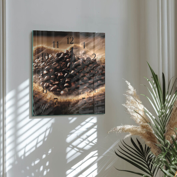 Wanduhr aus glas Kaffeebohnen