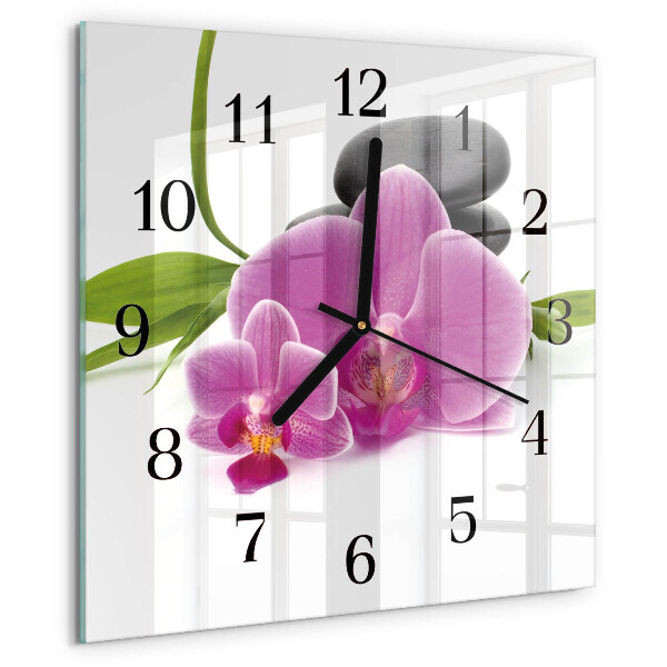 Wanduhr aus glas Orchidee