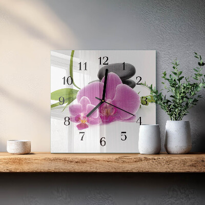 Wanduhr aus glas Orchidee